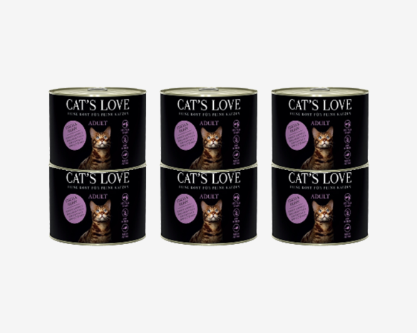 德国Cat’s Love 无谷成猫主食罐头美味鸡鱼口味200克*6罐