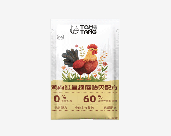 TOM&TANG汤姆糖犬用主食餐包鸡肉鲑鱼绿唇贻贝口味100g*1包