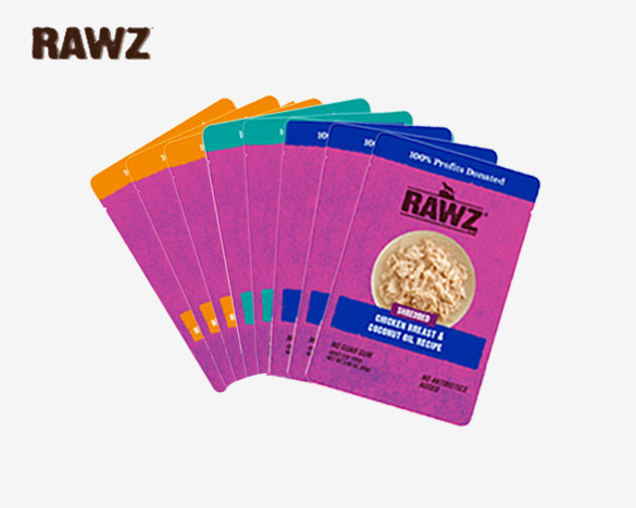 美国RAWZ罗斯 Shreds肉丝系列 无谷猫餐包 3口味混合装69g*8包