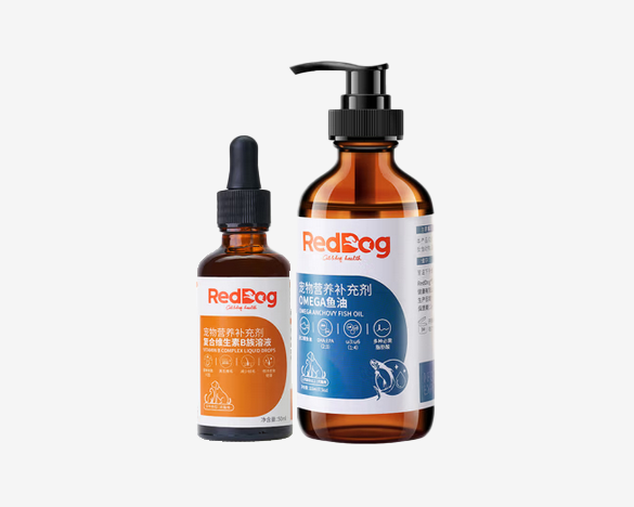 红狗RedDog 鱼油223ml+维生素B族溶液50ml（犬猫通用）