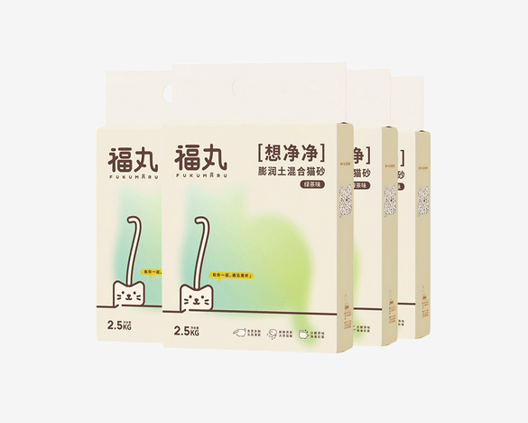 福丸猫砂膨润土豆腐绿茶混合猫砂2.5kg*4包