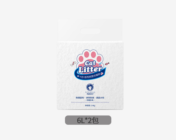 雪貂活性炭六合一混合猫砂((6L*2包)