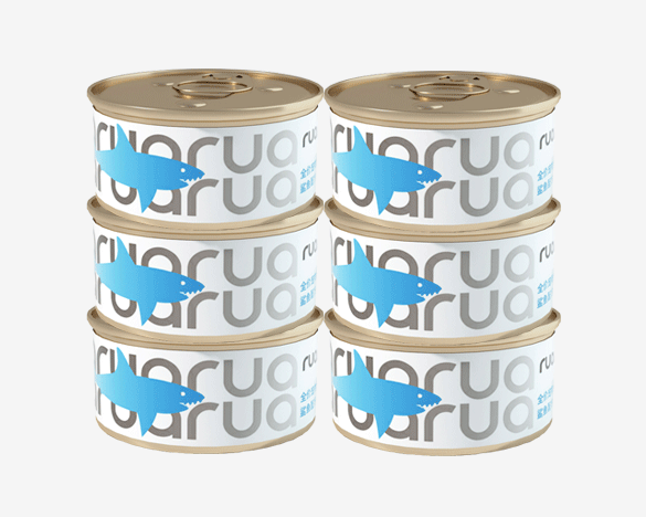 PRADOOU派兜Ruarua系列 无谷全猫主食罐头 鲨鱼口味80g*6罐