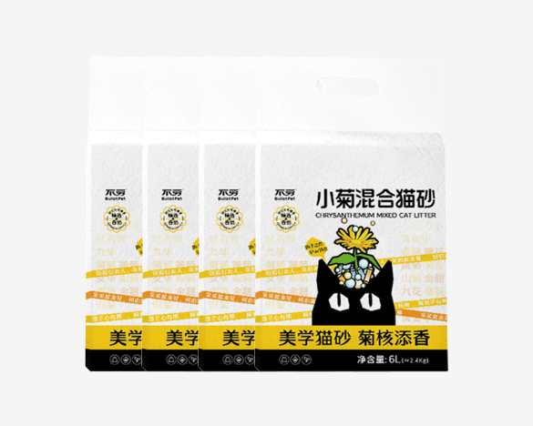 不劳小菊二代1.5mm豆腐膨润土混合猫砂6L*4包