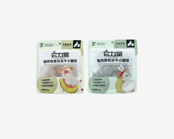 它力量 犬猫通用零食冻干小圆饼60g*2包装（兔肉香梨+猪肉哈密瓜）