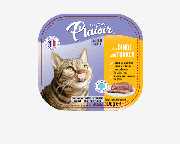 法国Les Repas Plaisir普莱喜 火鸡肉酱猫餐盒100g*1盒