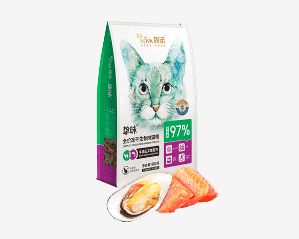 朗诺挚味全价冻干生骨肉成猫猫粮 牛肉三文鱼配方800g