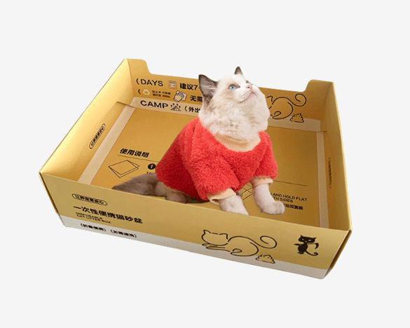 一次性猫砂盆便携式纸质可折叠加厚猫厕所两个装