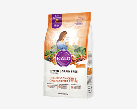 美国Halo自然光环纯鲜肉猫粮-无谷幼猫系列 鸡肉配方10磅