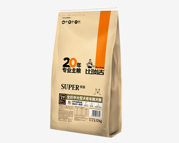 比瑞吉狗粮 优选系列草本冻干中大型老年犬粮12kg